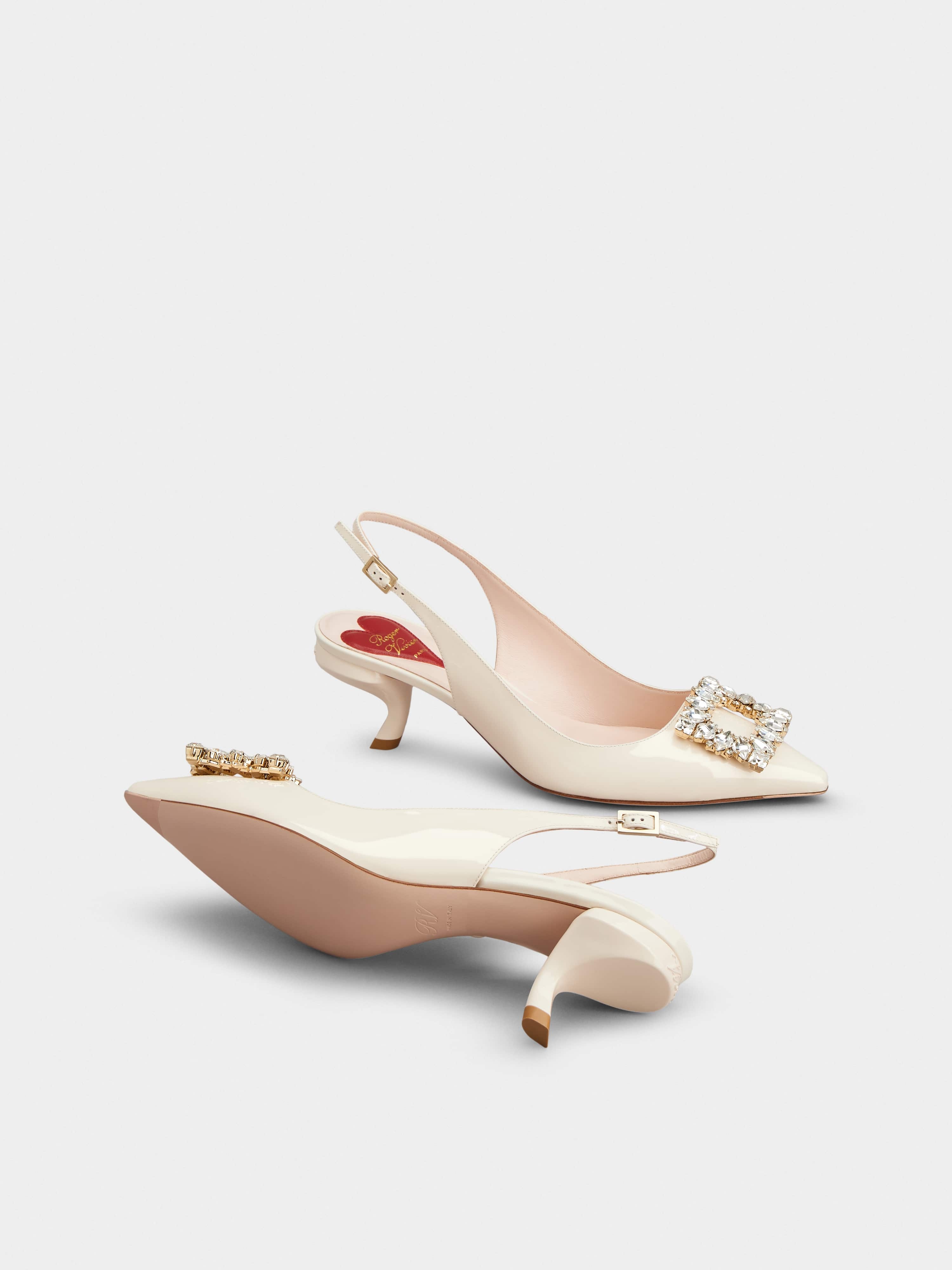 Virgule Strass Buckle Slingback Pumps in Patent Leather - 6
