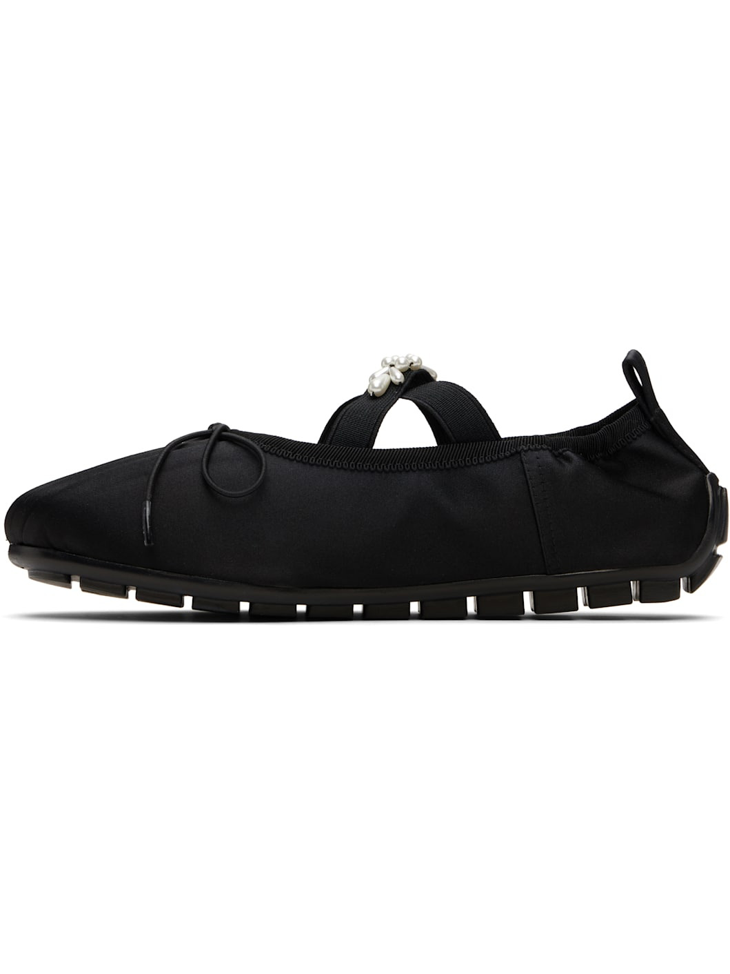 Black Embellished Grip Ballerina Flats - 3