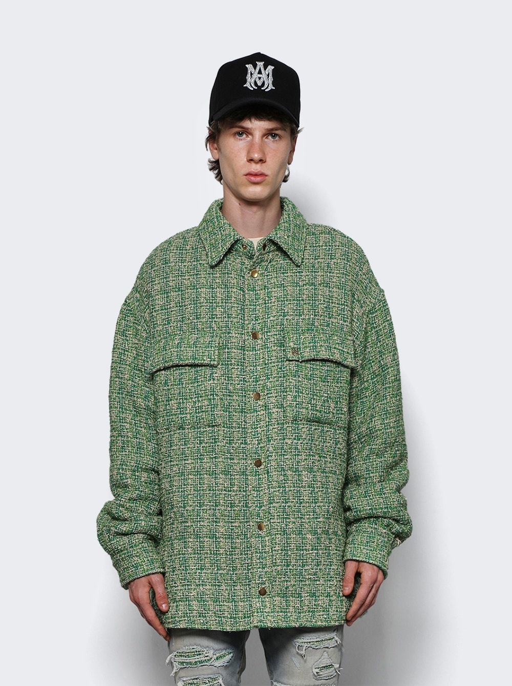 Boucle Padded Overshirt Palm Green - 3