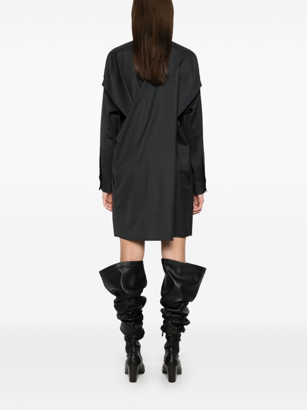 flannel statue print shirt dress - 4