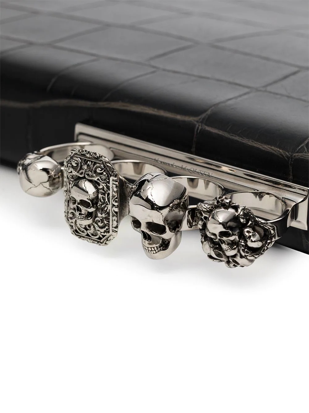 Four Ring crocodile-embossed clutch bag - 4