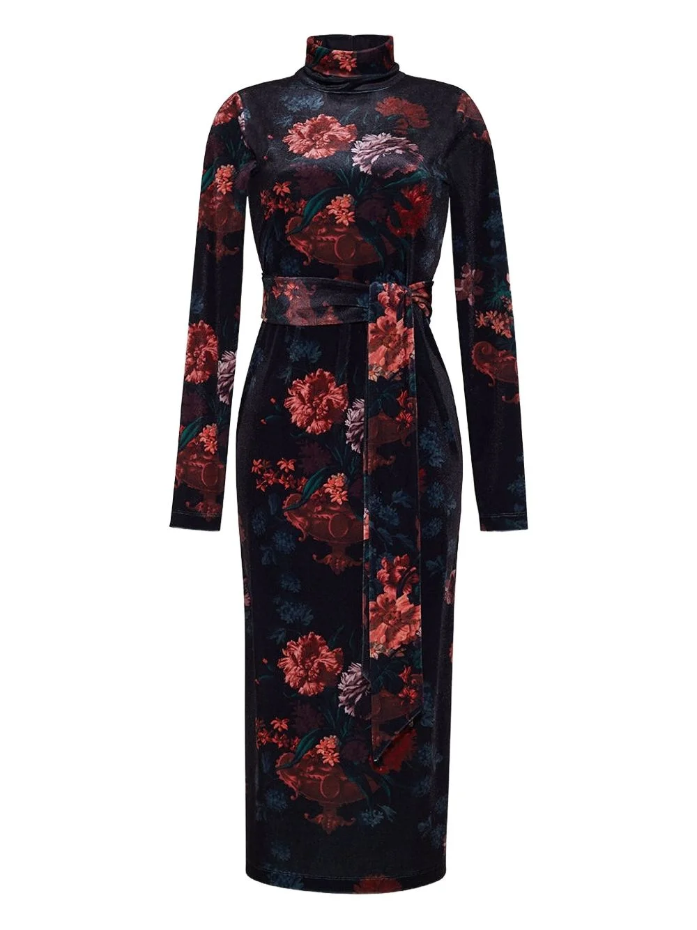 Piper floral-print turtleneck midi dress - 1