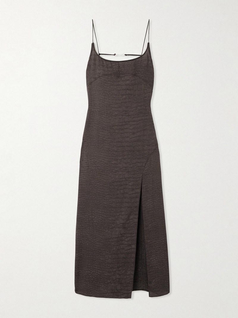 Notte Embellished Croc-effect Crepe Midi Dress 1