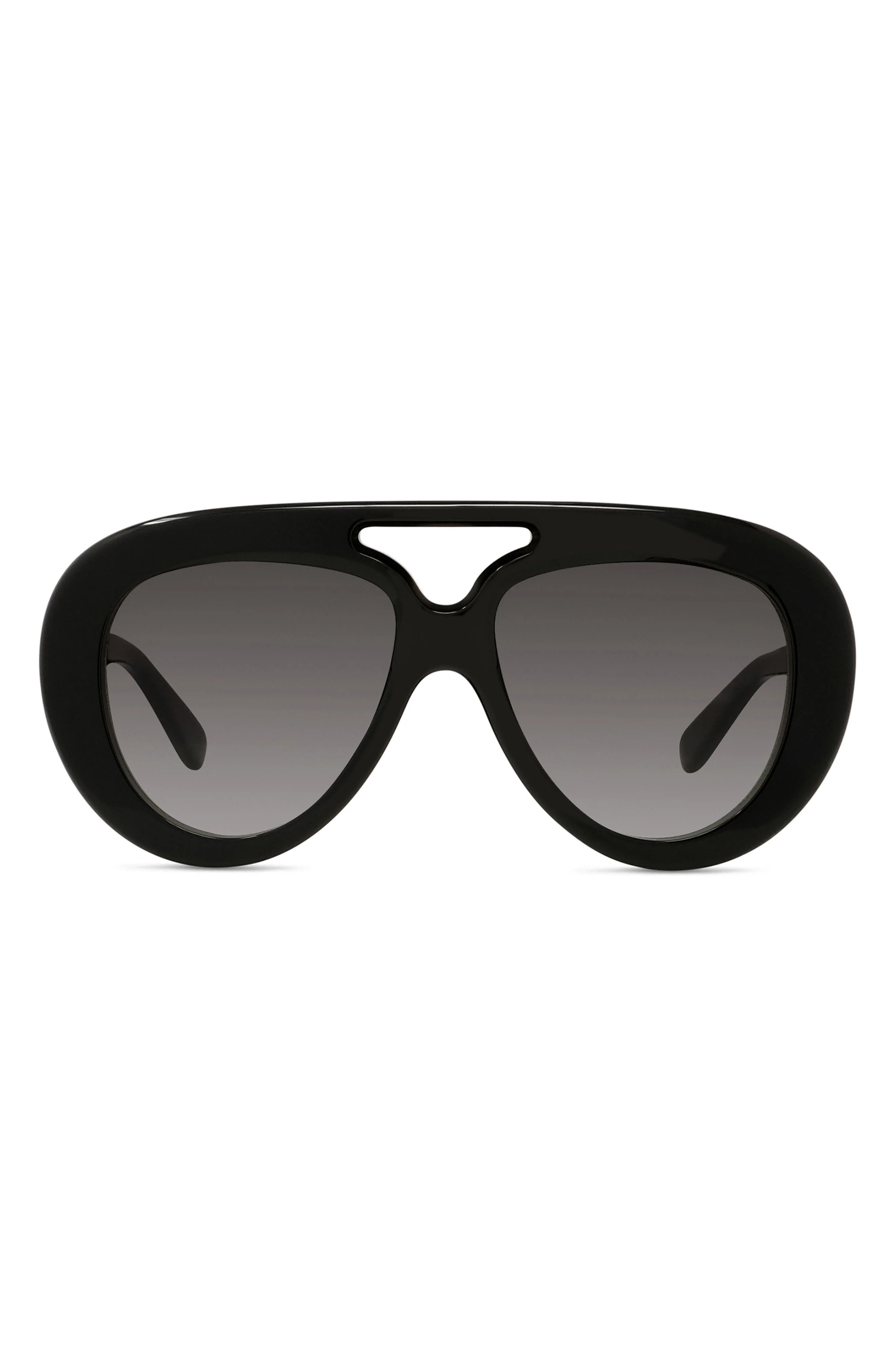 Loewe Curvy 55mm Gradient Pilot Sunglasses in Shiny Black /Gradient Smoke at Nordstrom - 1