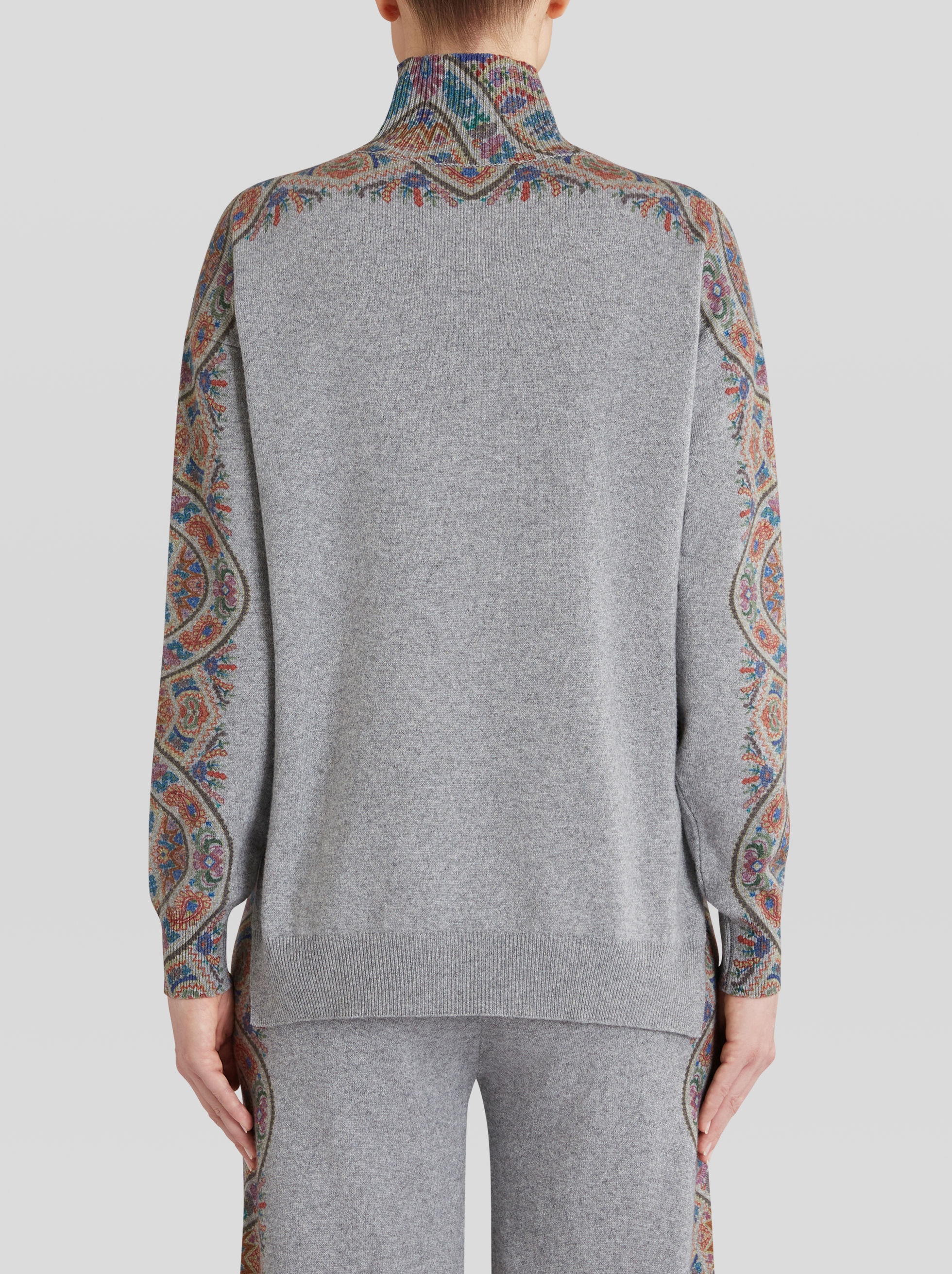 PRINTED POLO NECK WOOL AND CASHMERE JUMPER - 4