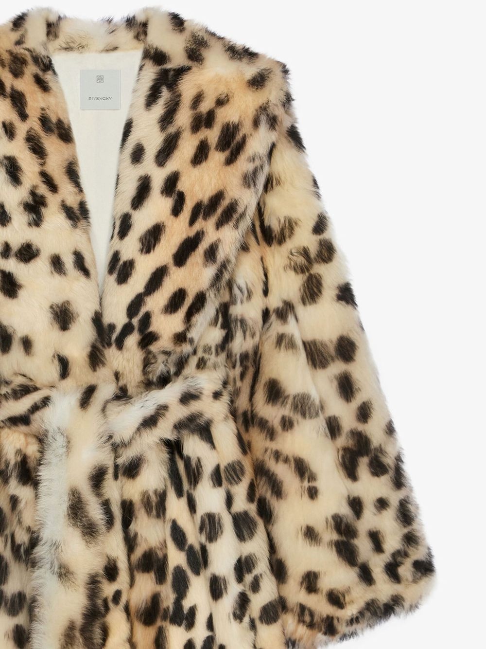Oversized coat in fur with leopard print - 4