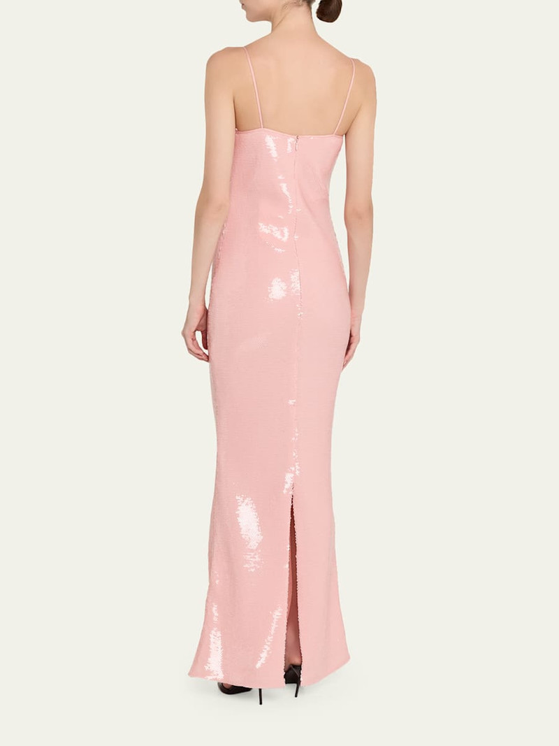Isis Scoop-Neck Sequin Column Gown 3