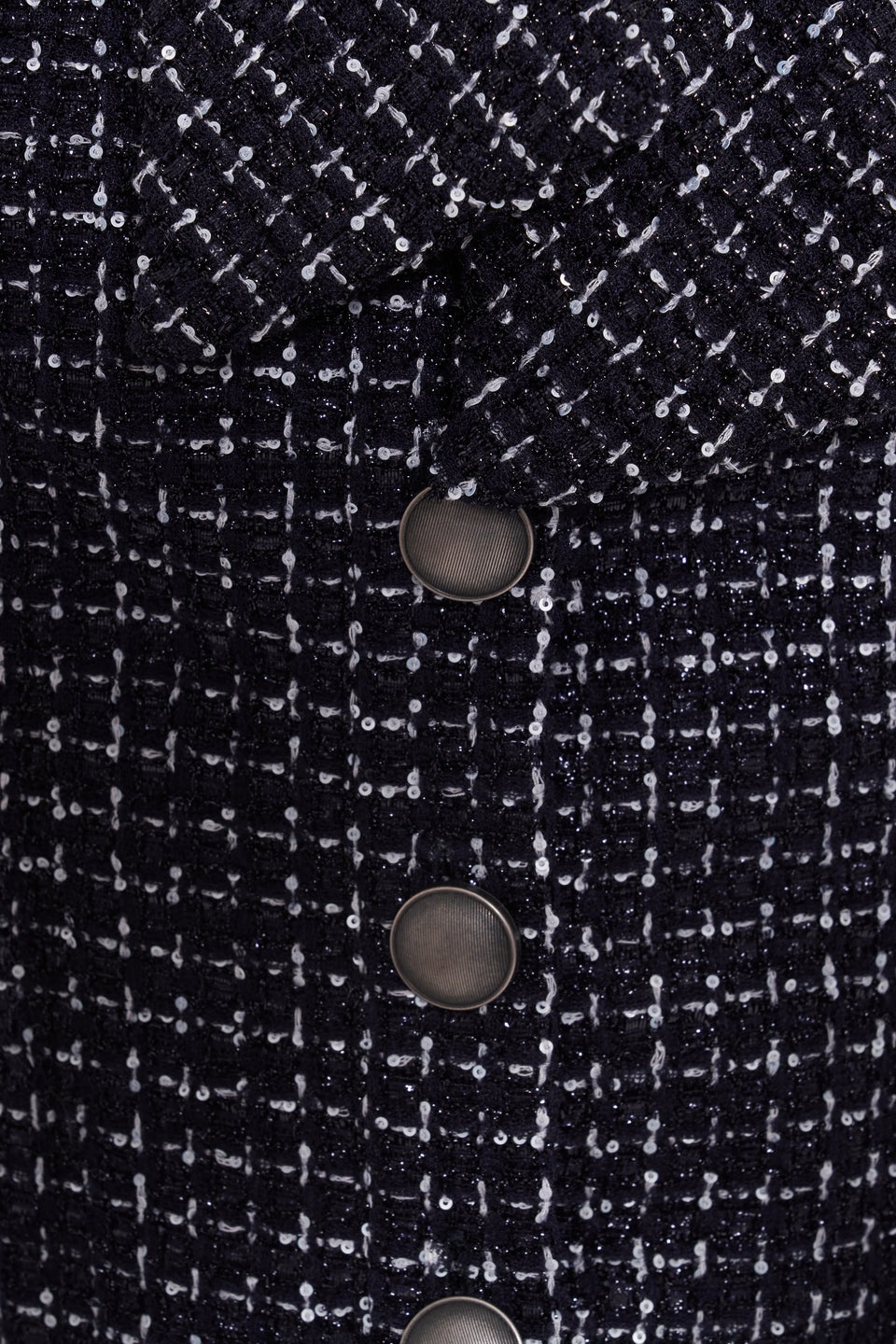 SEQUIN CHECKED TWEED CROPPED JACKET WITH BOW - 3