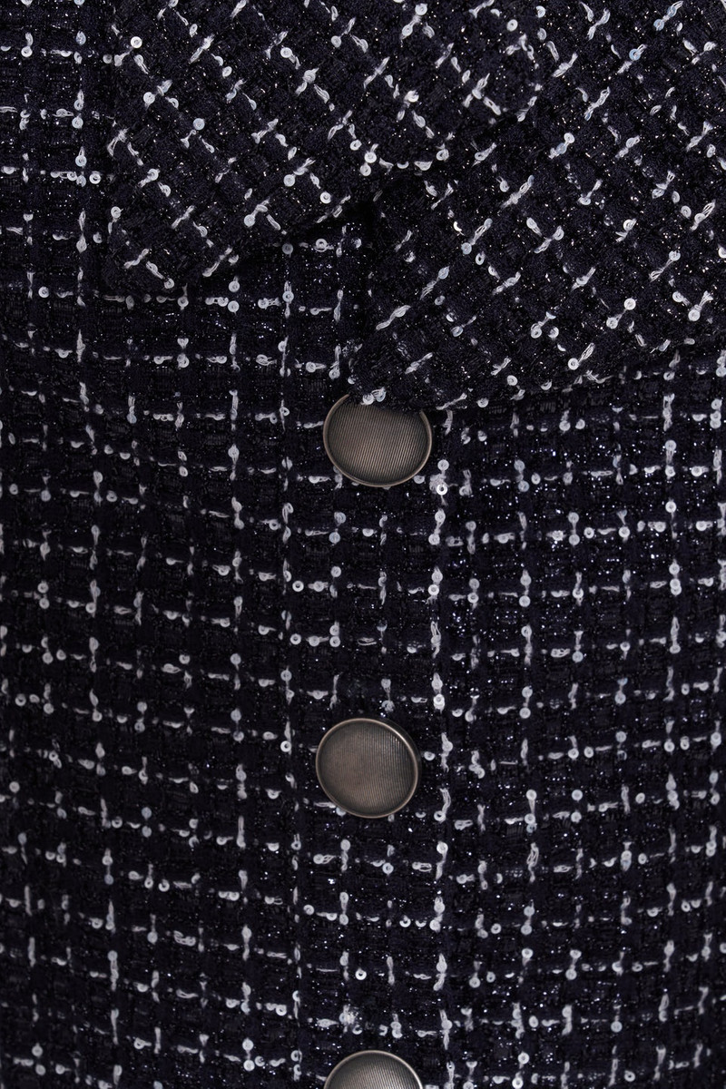 SEQUIN CHECKED TWEED CROPPED JACKET WITH BOW 3