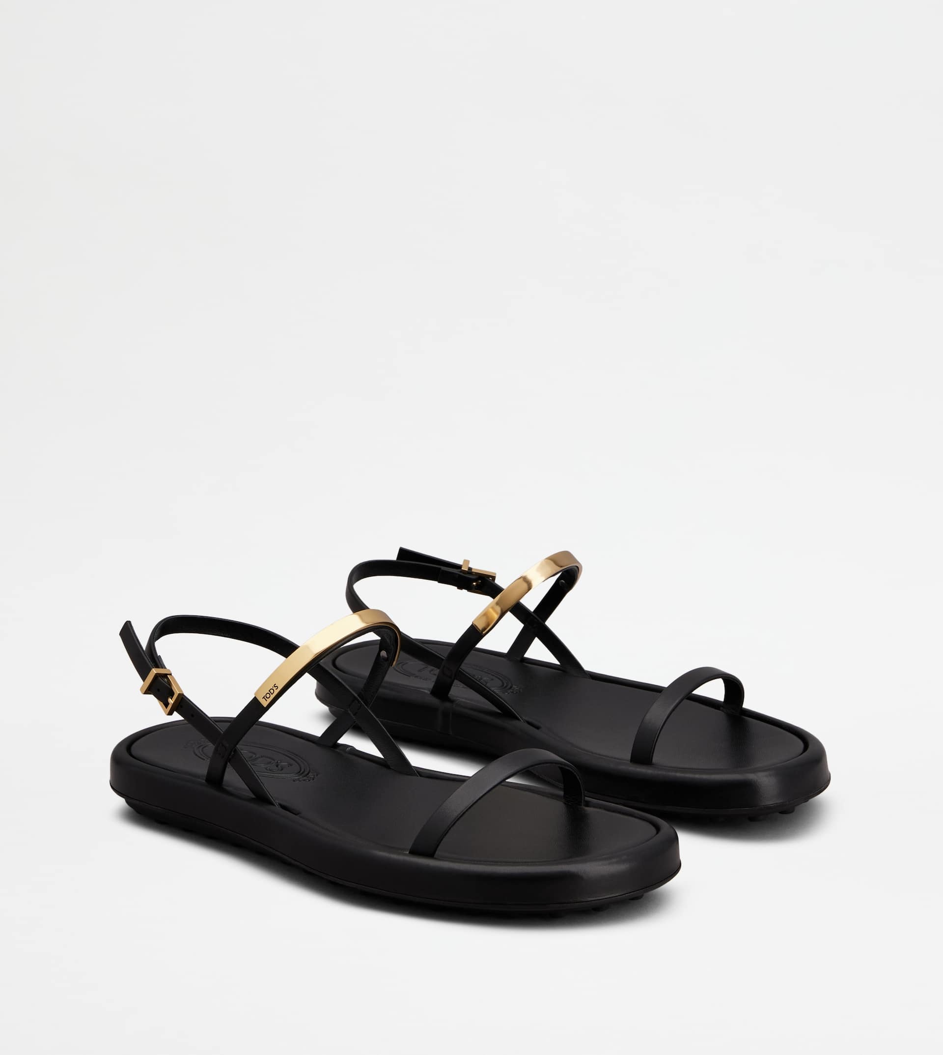 SANDALS IN LEATHER - BLACK - 2