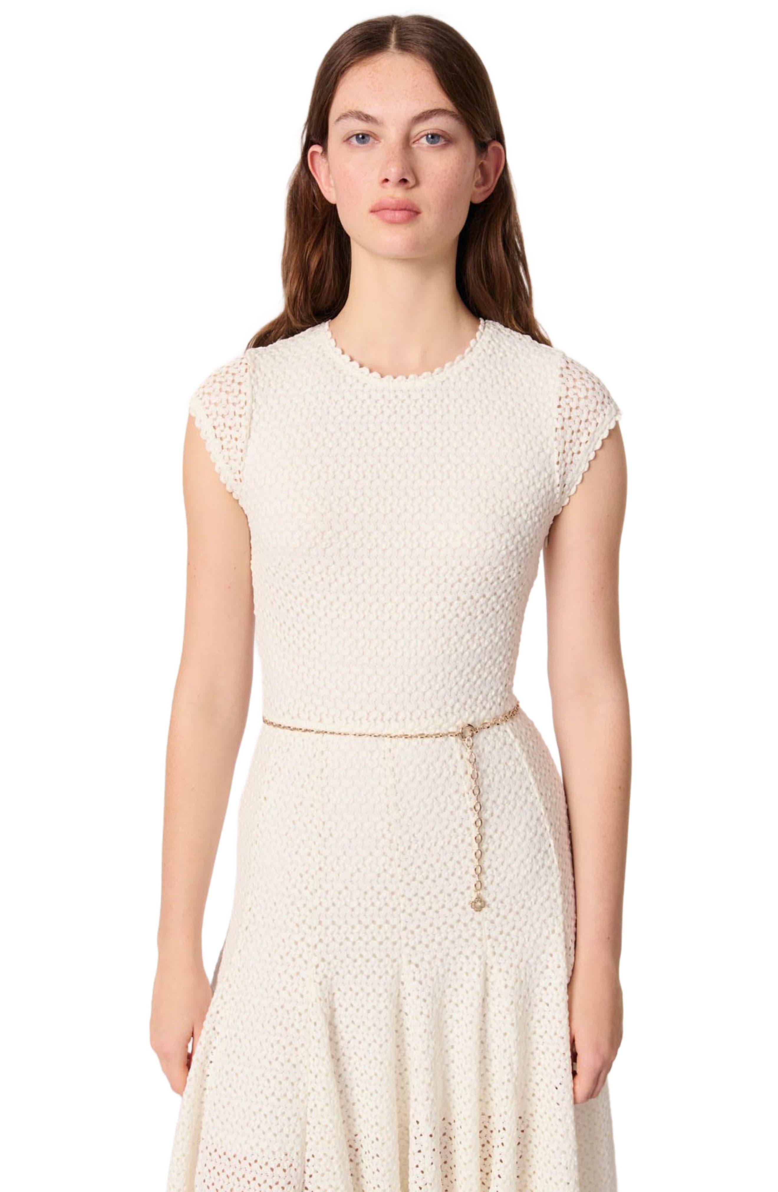 maje Crochet-knit maxi dress in White at Nordstrom - 5