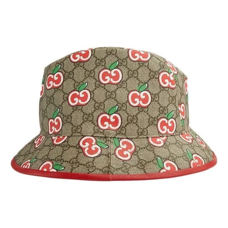 Gucci Canvas Fedora Hat With GG Apple Print 'Beige' 628445-4HL96-8474 - 1