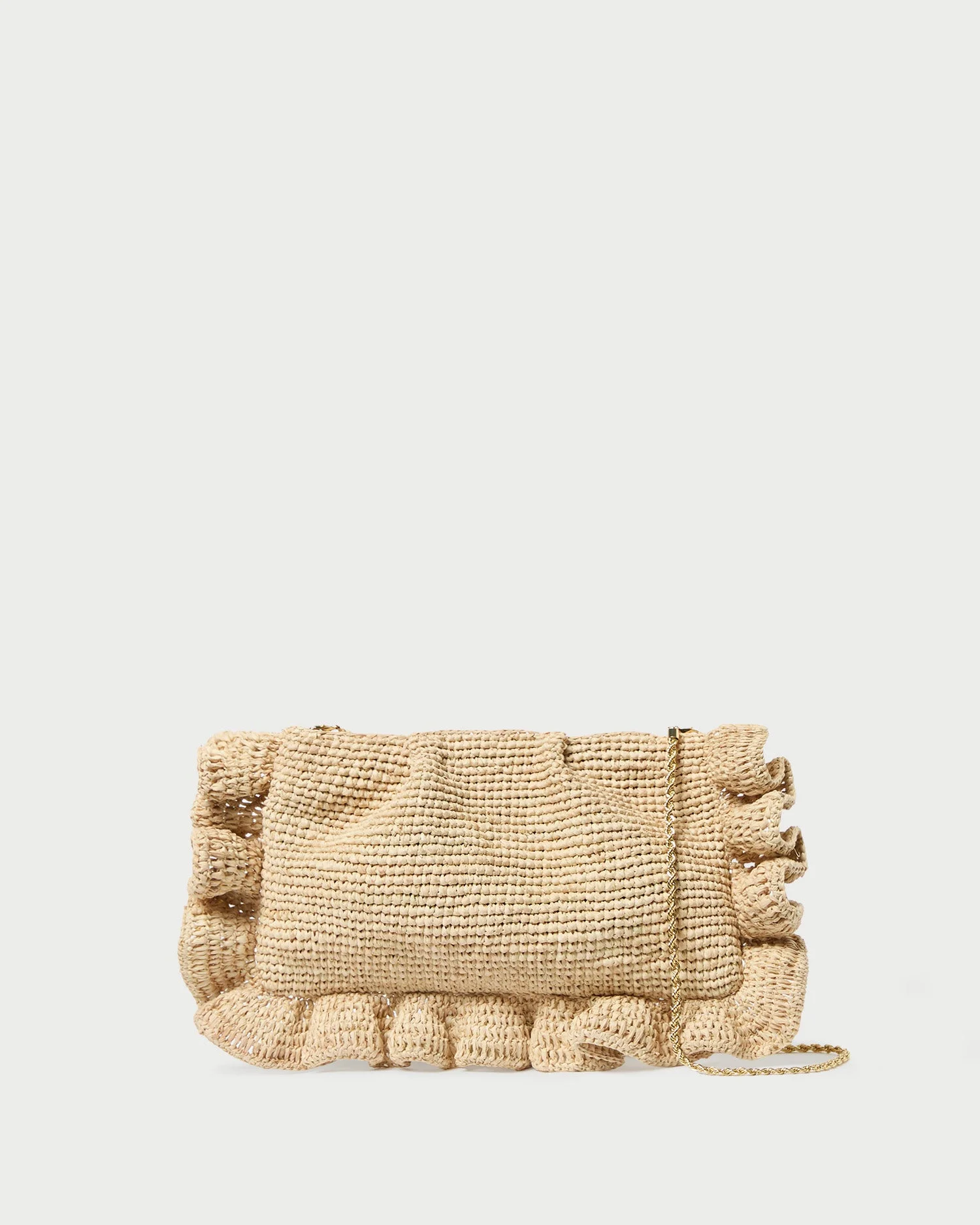 Mavis Natural Raffia Ruffle Clutch - 1