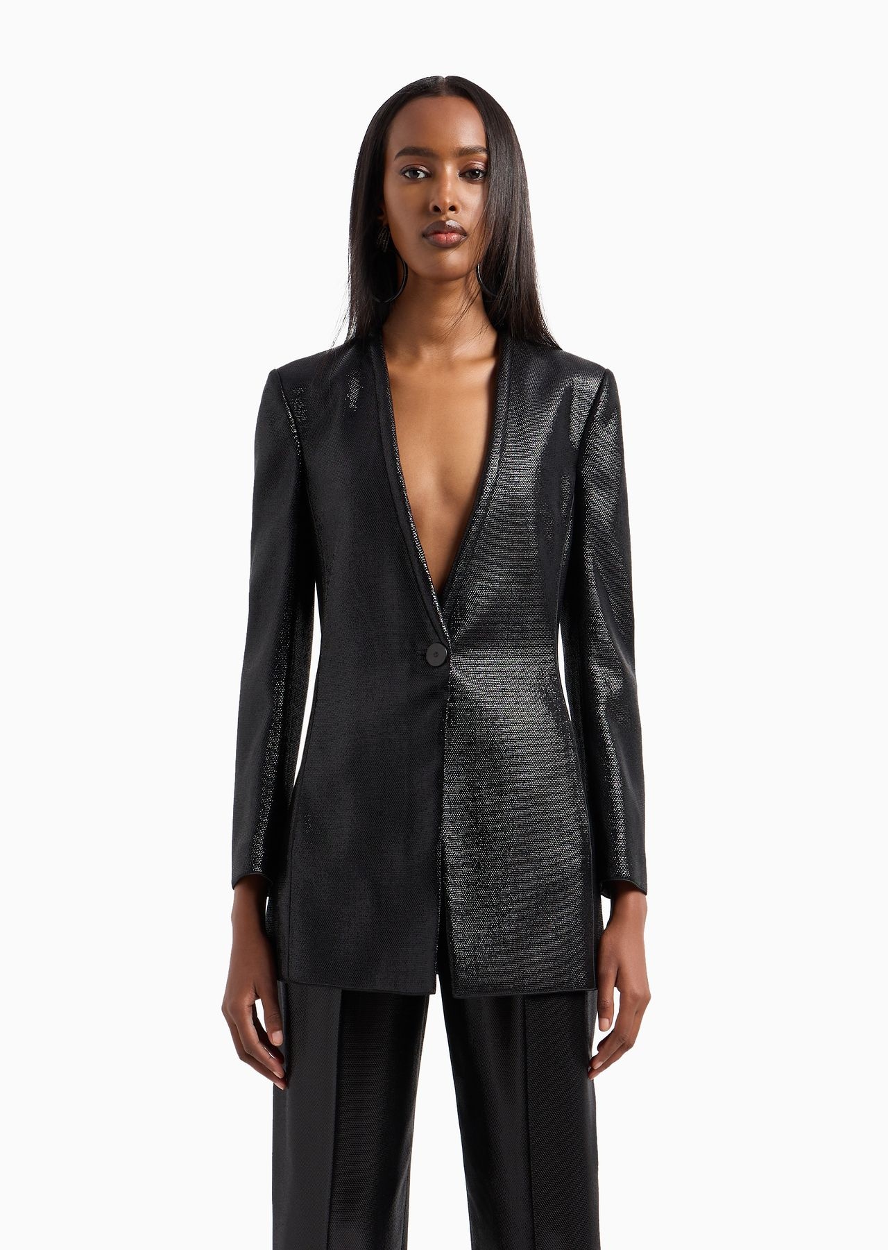 Single-breasted jacket in fluid armure lurex - 2