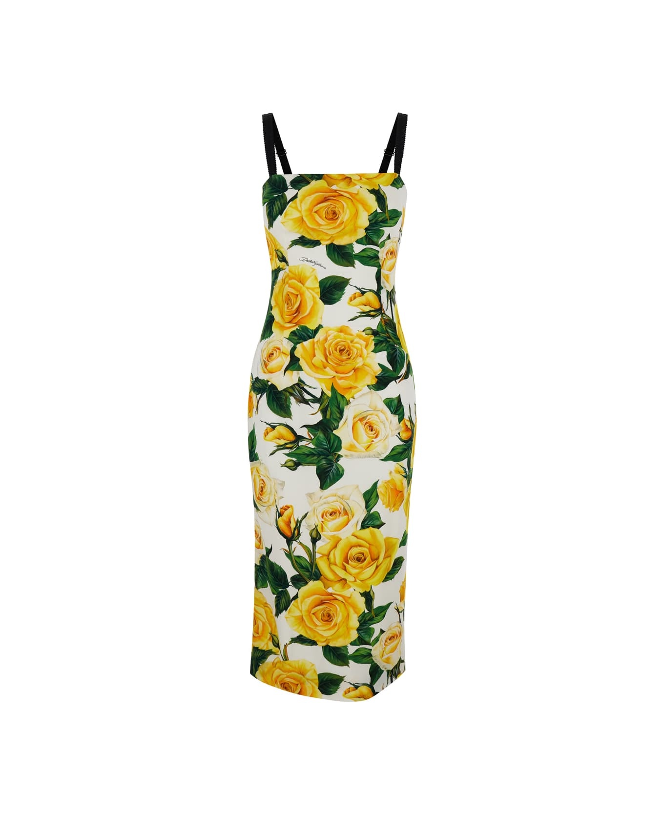 Midi Dress With All-over Flower Print In Silk Blend - 1