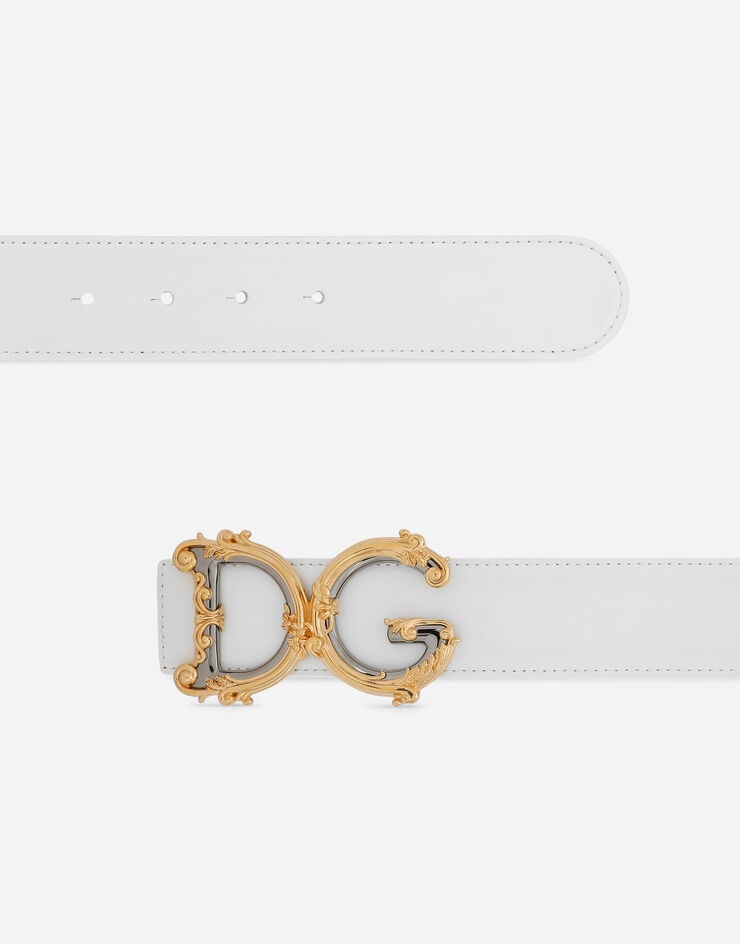 Leather belt with baroque DG logo - 2