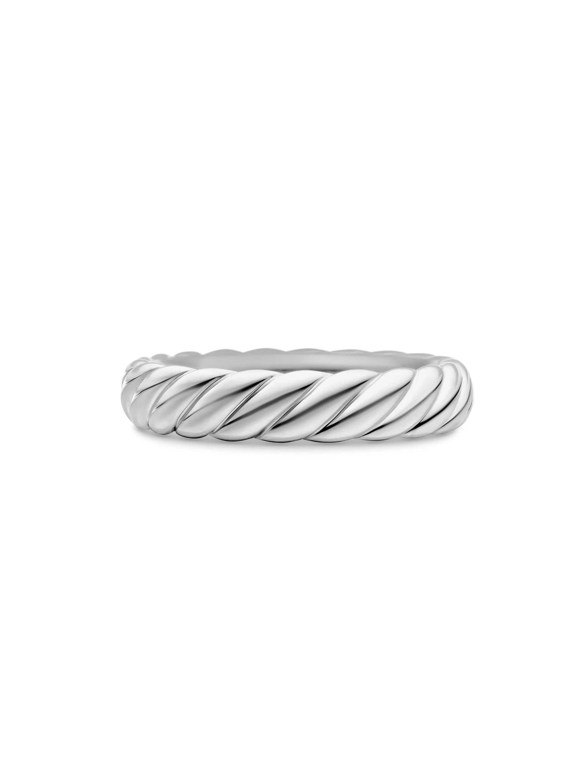 Women's Sculpted Cable Band Ring In 18K White Gold - White Gold - 1