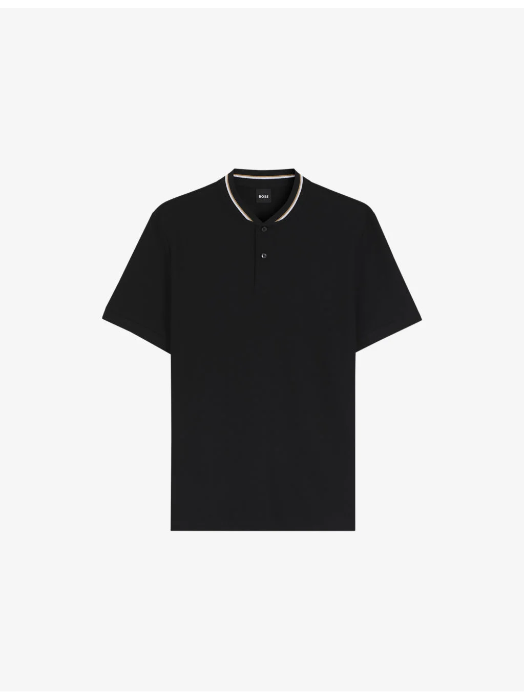 Baseball-Collar Short-Sleeved Cotton Polo Shirt - 1