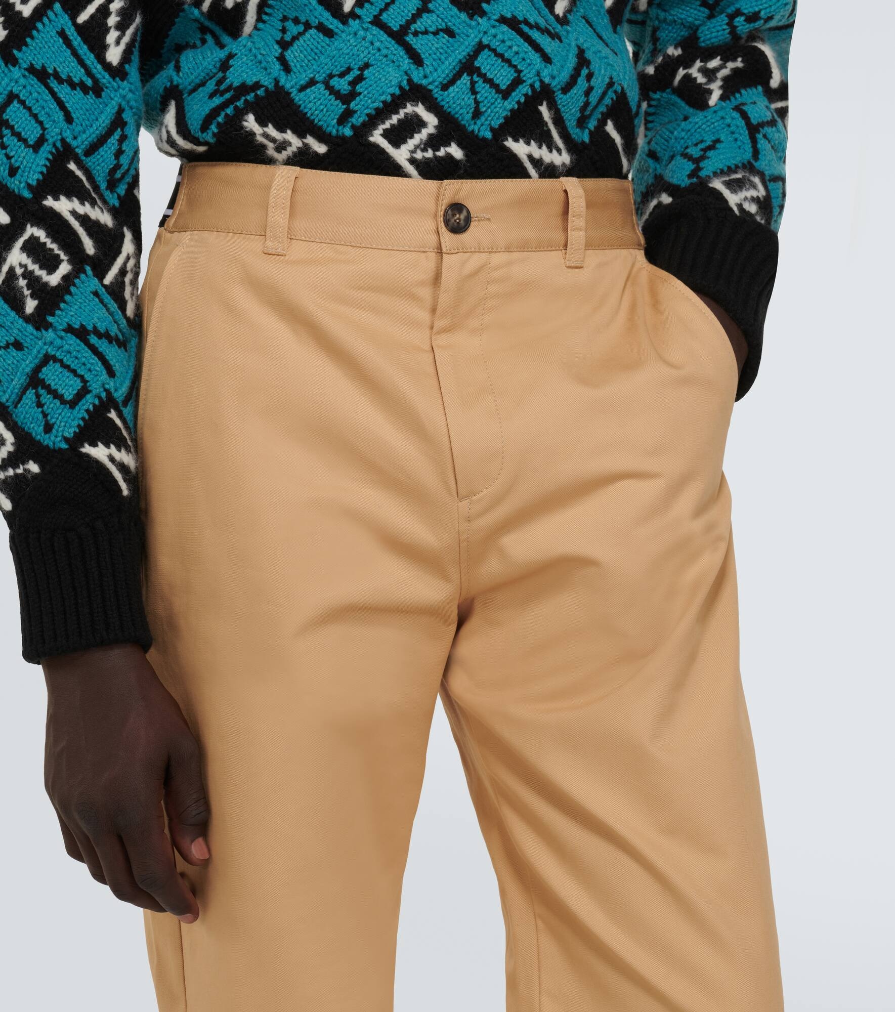 Cotton gabardine straight pants - 5