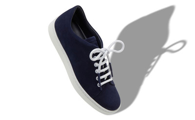 Manolo Blahnik Navy Blue Suede Lace-Up Sneakers outlook