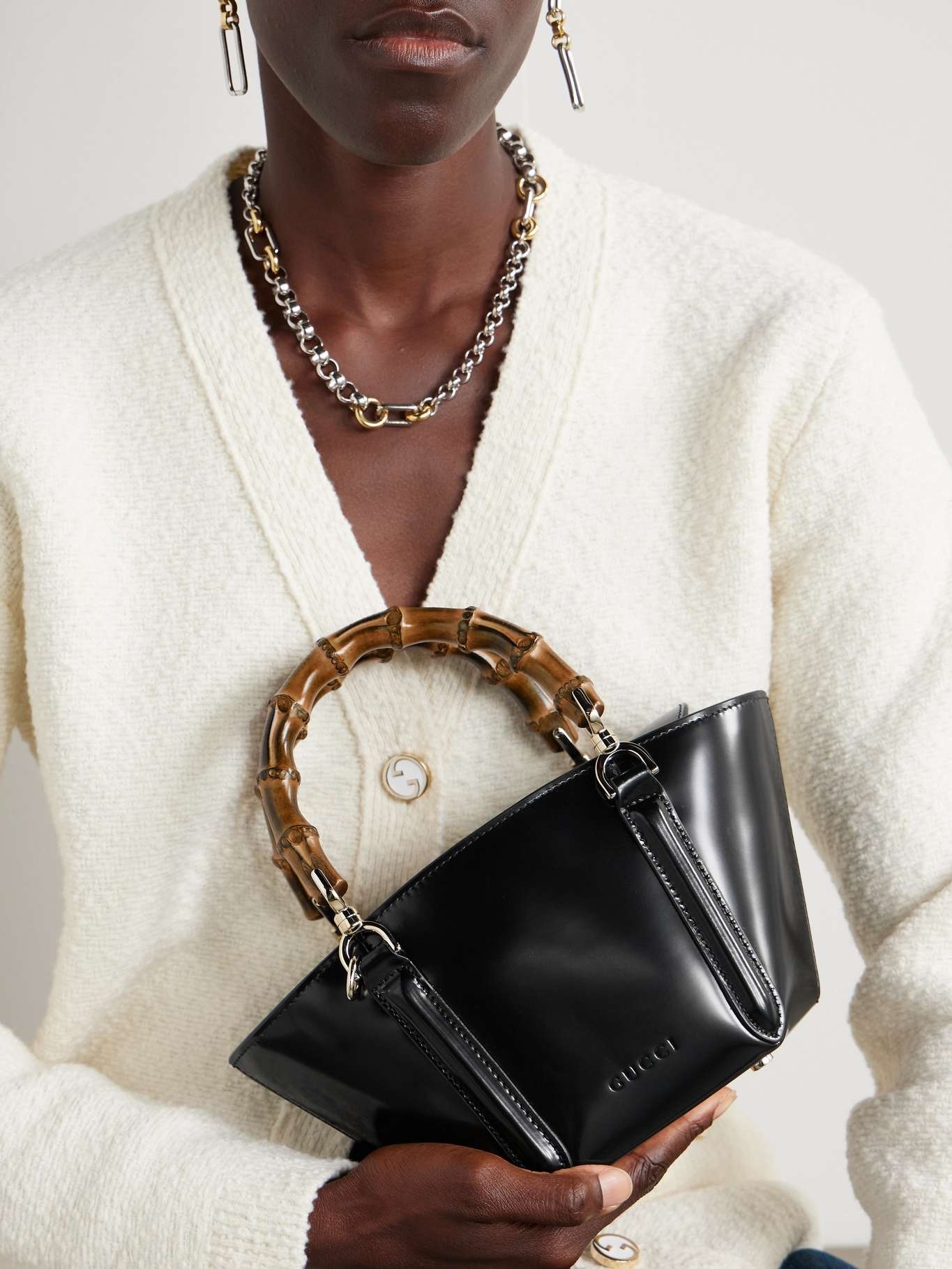 Leather tote Black - 2