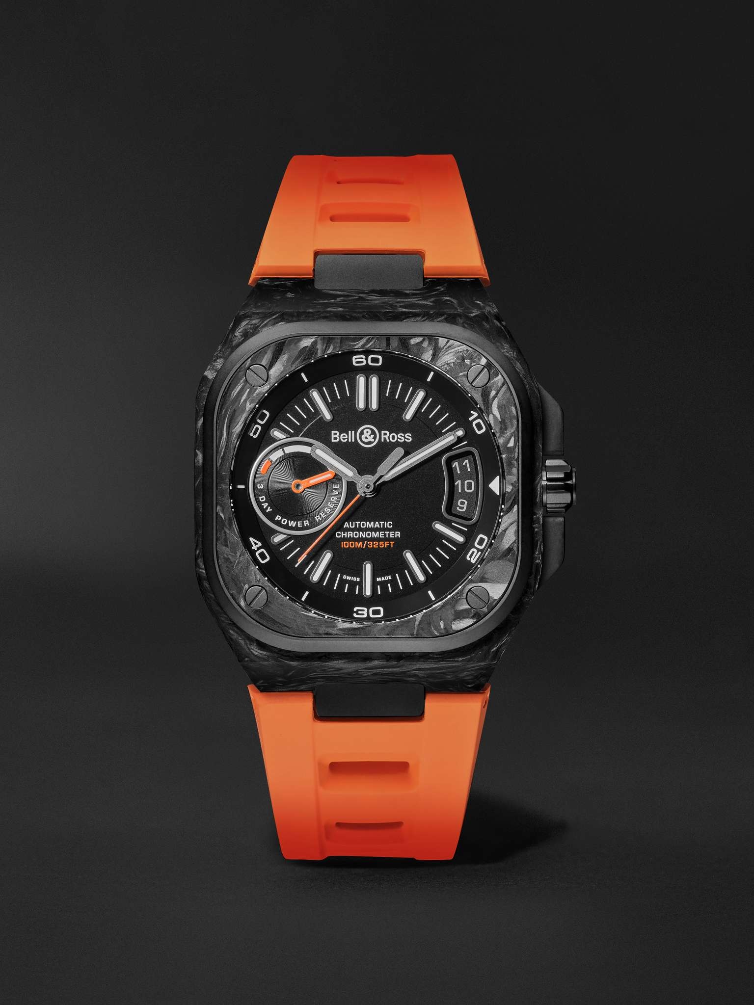 BR-X5 Carbon Orange Limited Edition Automatic Chronometer 41mm DLC-Coated Titanium and Rubber Watch, - 1
