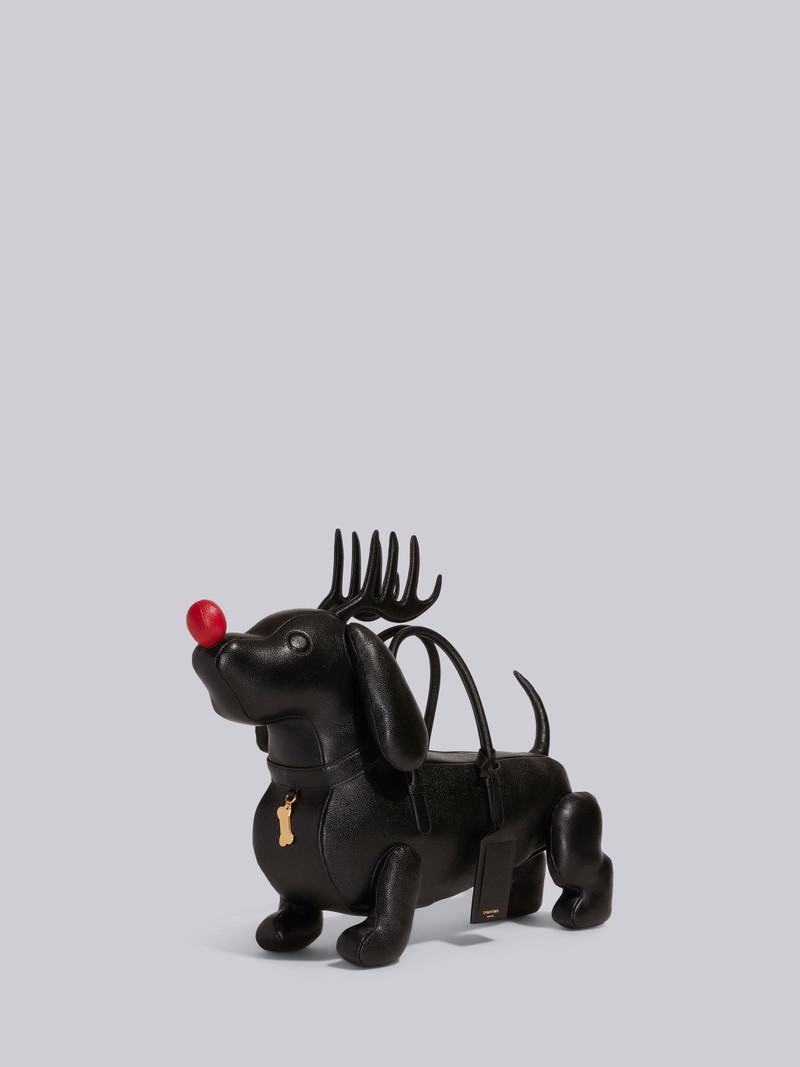 Thom Browne Black Pebble Grain Leather Reindeer Hector Bag outlook
