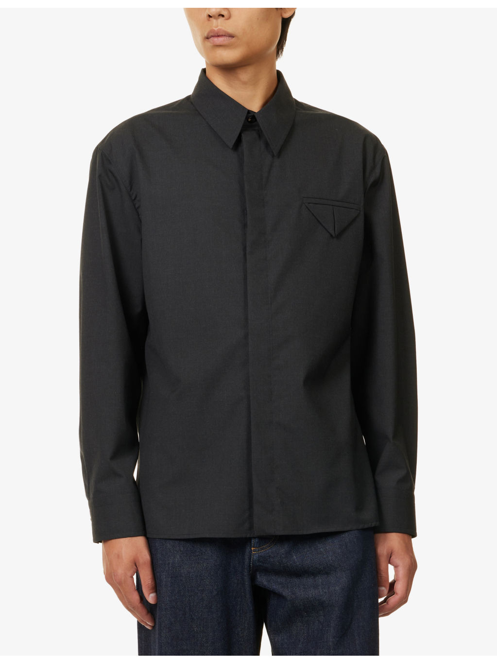 Regular-Fit V-Yoke Wool Shirt - 3