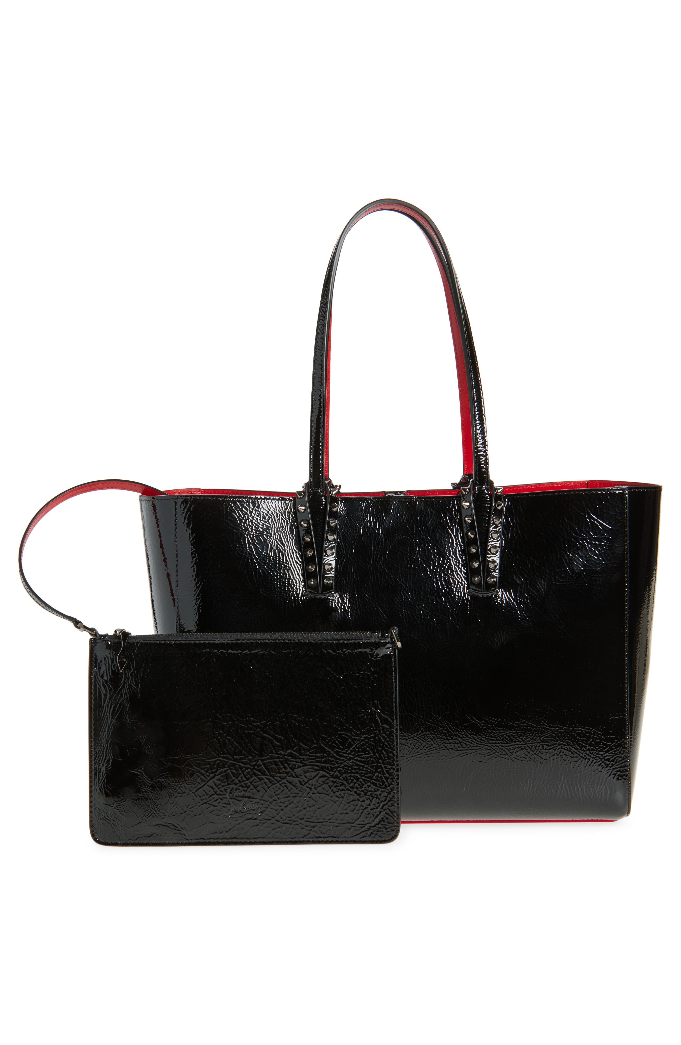 Christian Louboutin Small Cabata Soft Crinkle Patent Leather Tote in Black at Nordstrom - 4