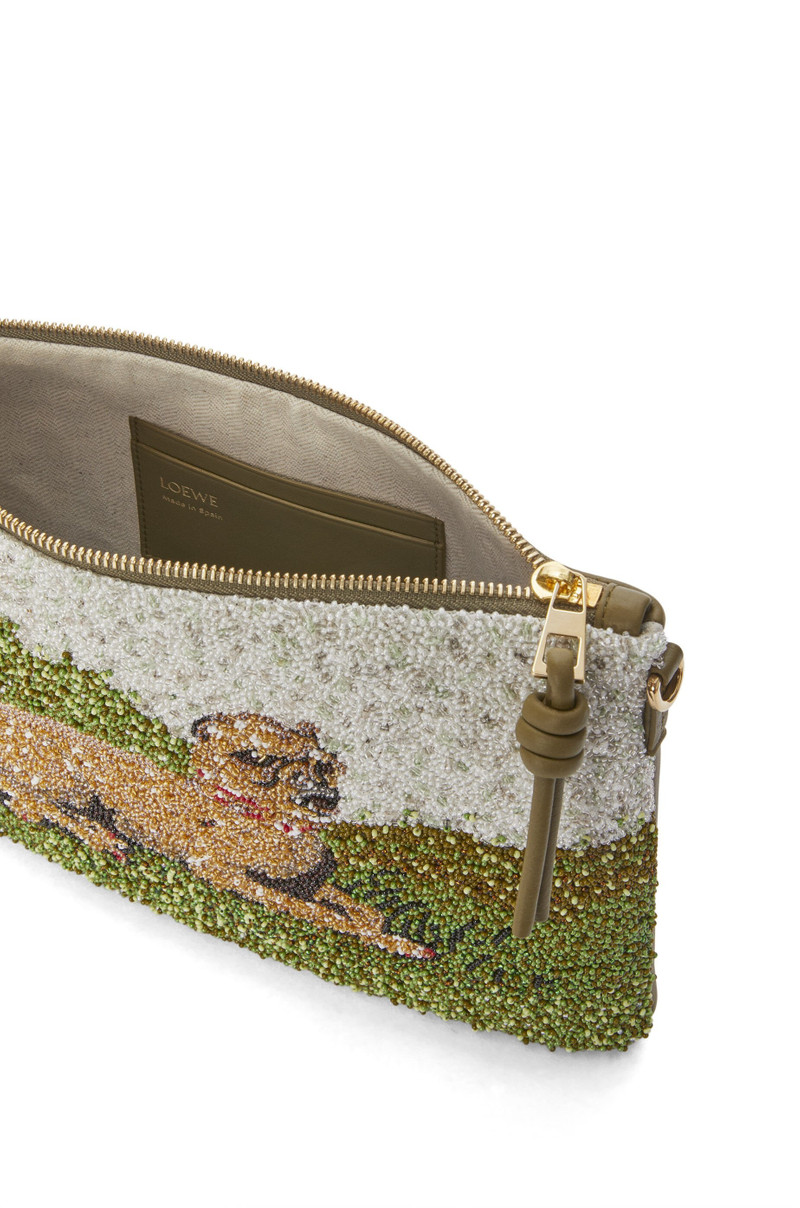 Oblong pouch in beaded leather 6