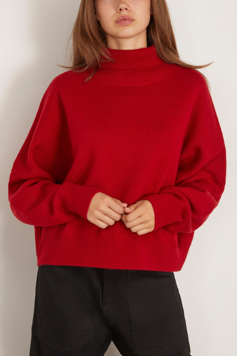 Luke Stand Collar Sweater in Red 3