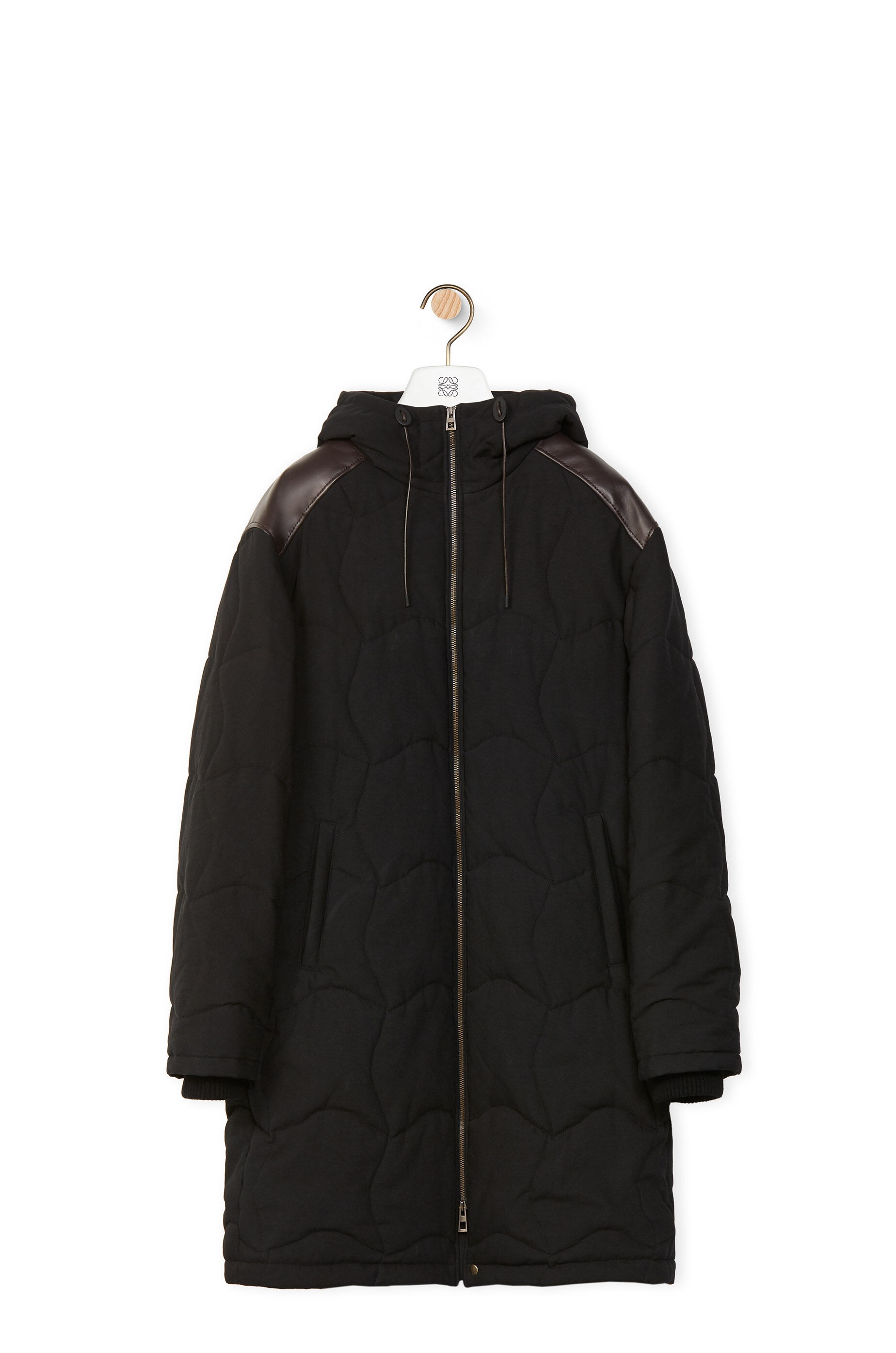 Long puffer coat in cotton and calfskin - 1