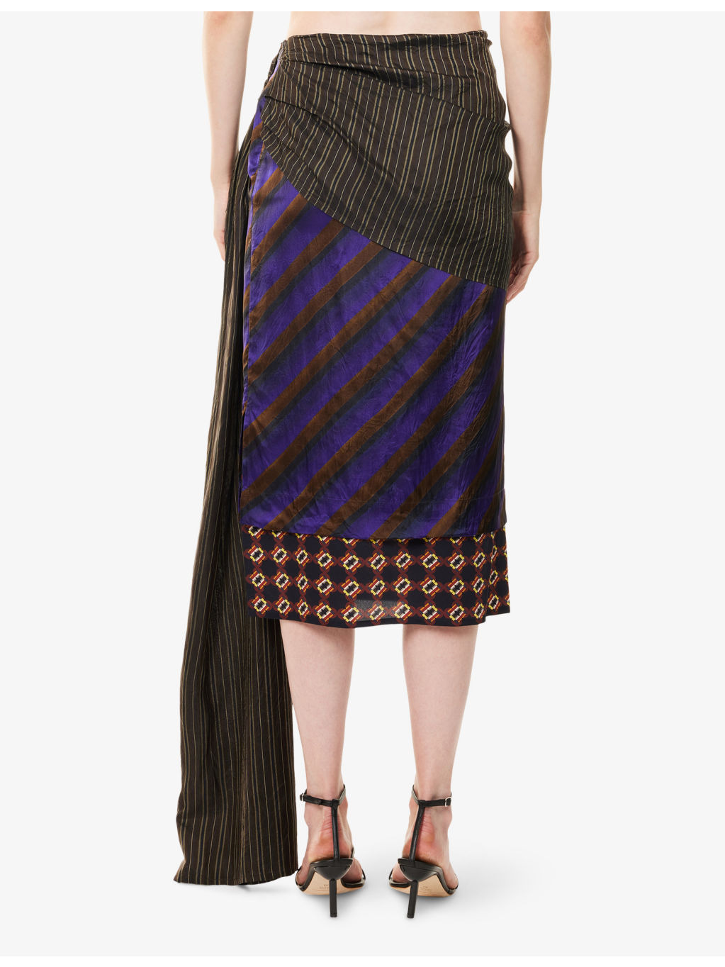 Senice Draped-Panel Silk Midi Skirt - 4