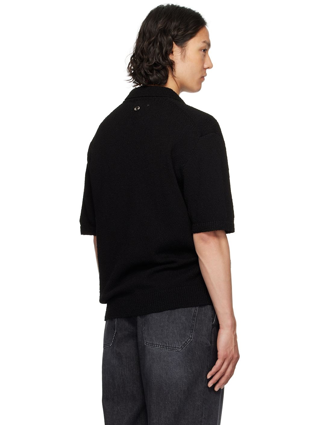 Black Knit Polo - 3