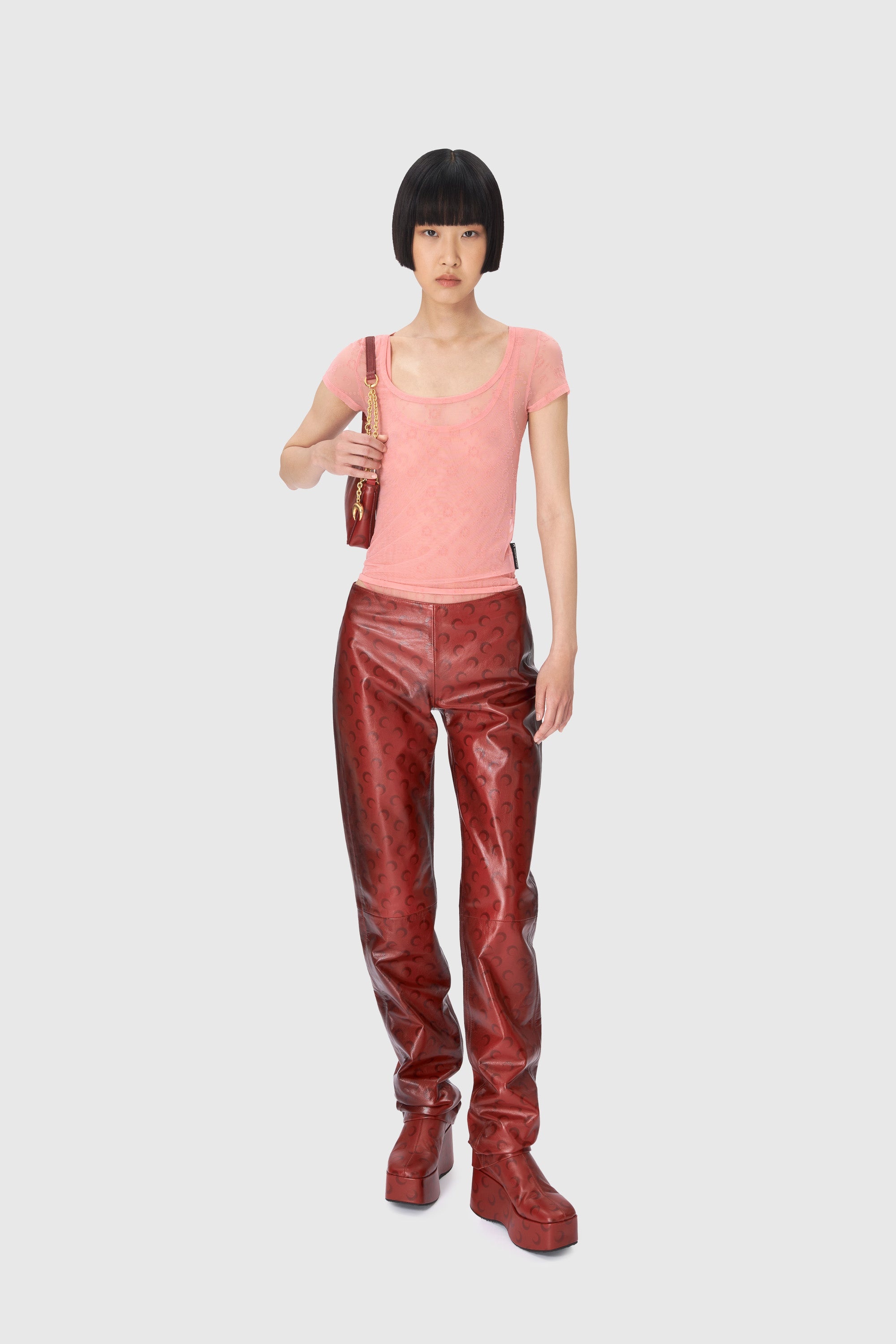 Moon Airbrushed Leather Wide Leg Pants - 2