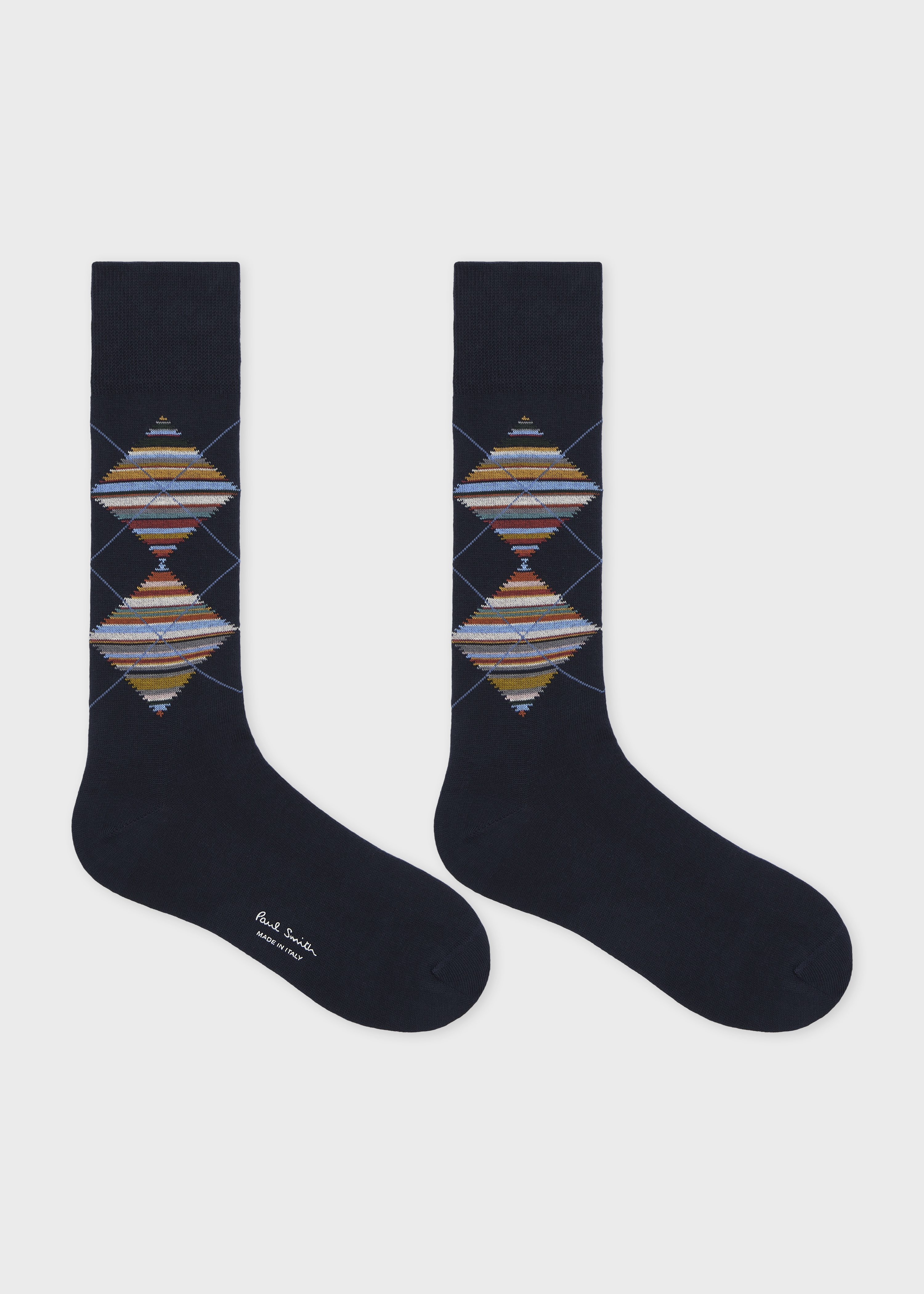 Navy 'Signature Stripe' Argyle Socks - 2