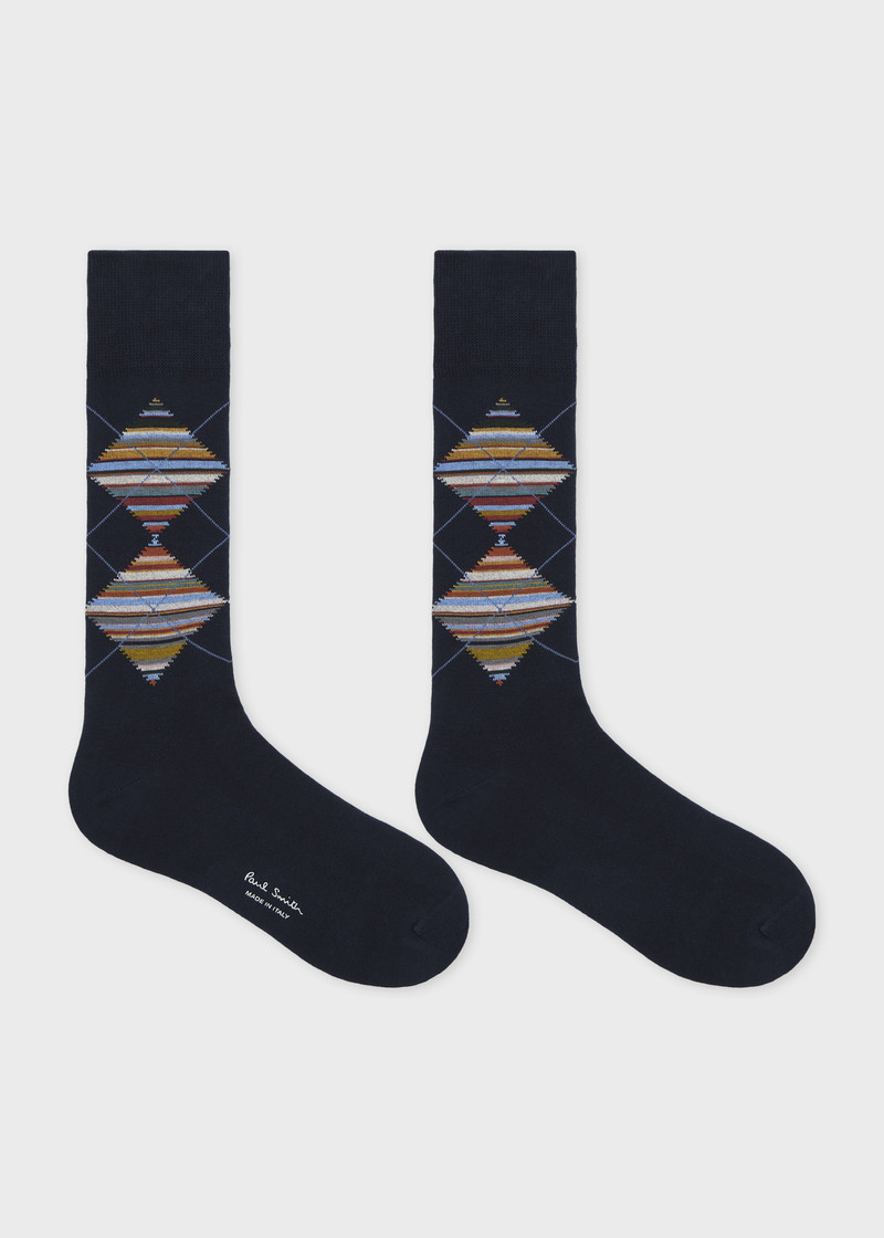 Paul Smith Navy 'Signature Stripe' Argyle Socks outlook