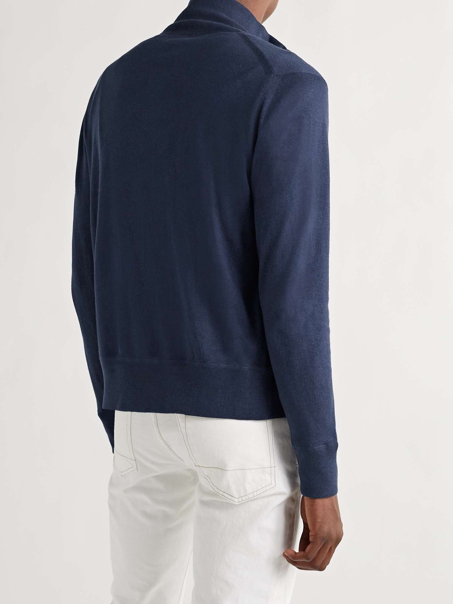 Cotton, Silk and Cashmere-Blend Jersey Zip-Up Sweater - 4