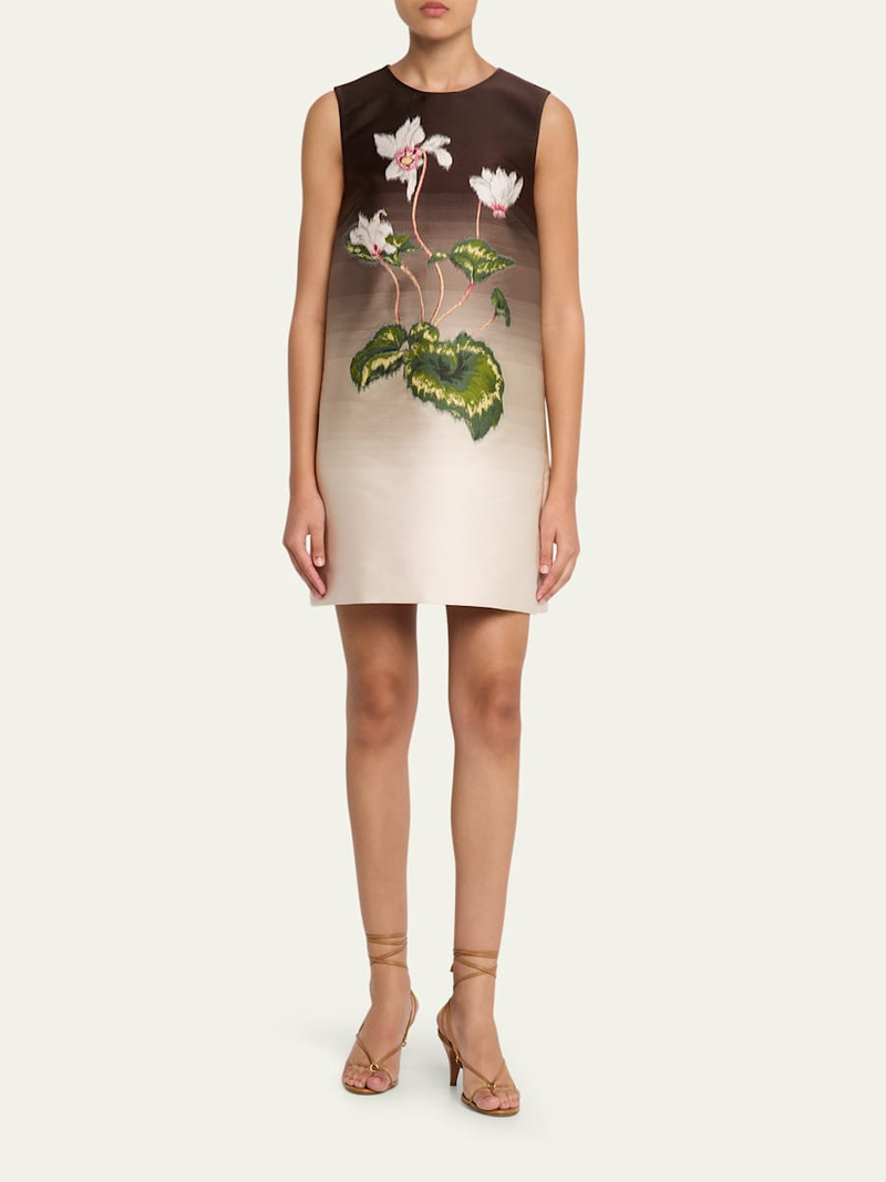 Oscar de la Renta Degrade Cyclamen Jacquard Sleeveless Mini Dress outlook