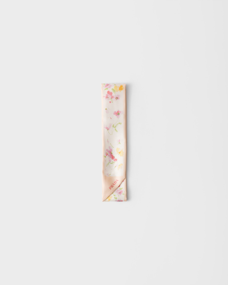 Printed silk twill skinny scarf 1