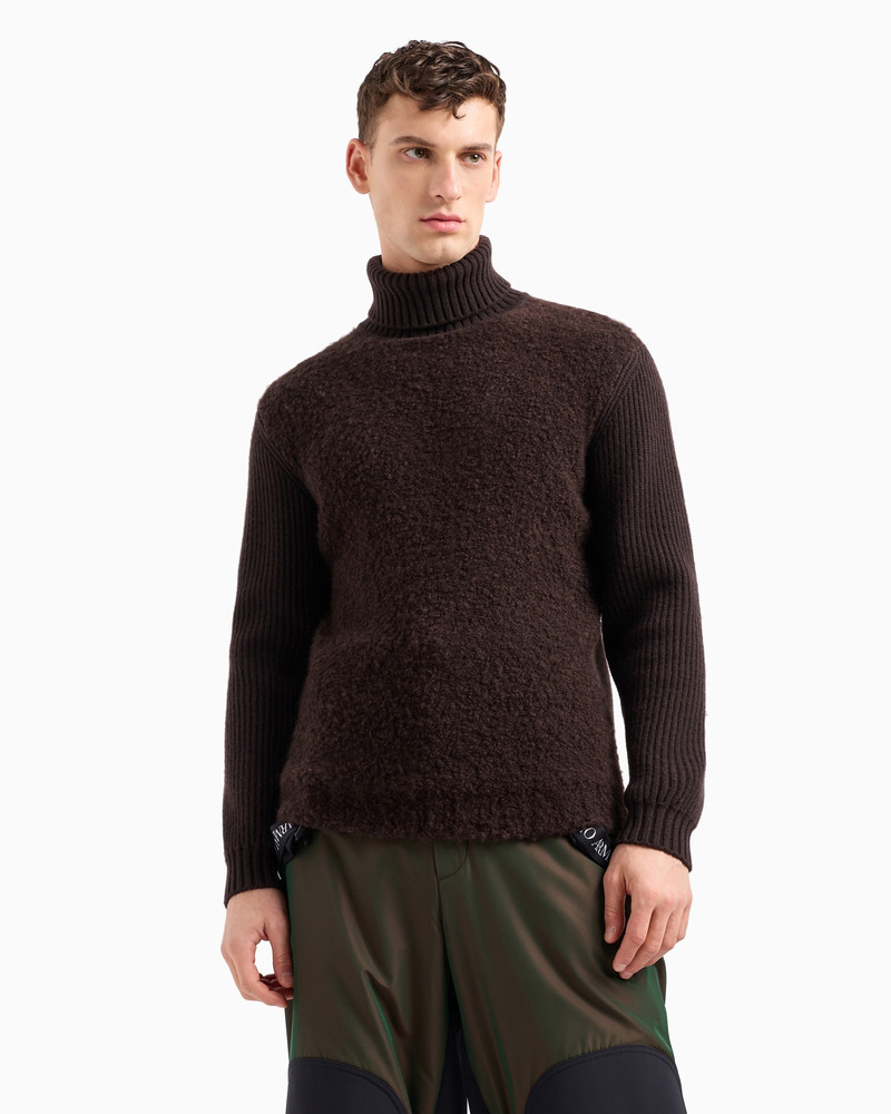 GIORGIO ARMANI MOCK-NECK JUMPER IN BOUCLÉ CASHMERE, WOOL AND SILK outlook