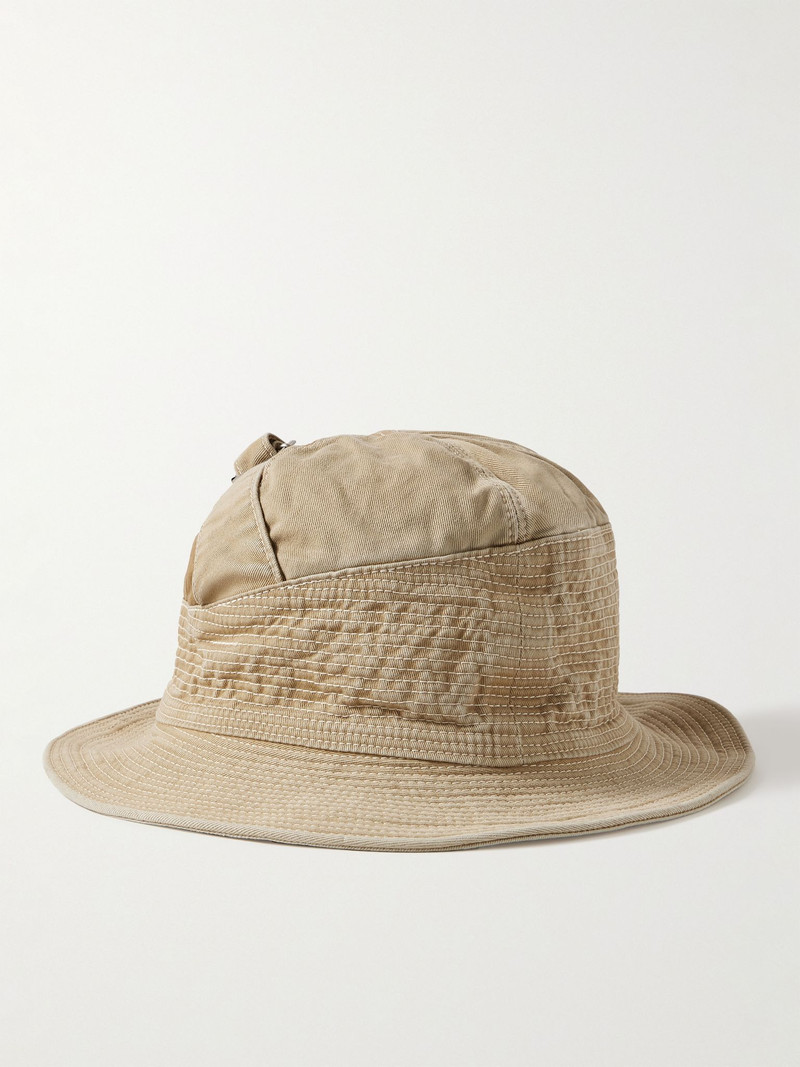 The Old Man and the Sea Distressed Buckled Cotton-Twill Bucket Hat Beige - 1