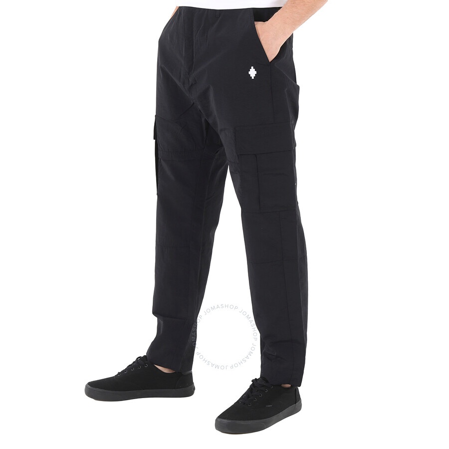 Marcelo Burlon Men's Black White Cross Logo Cargo Pants - 3