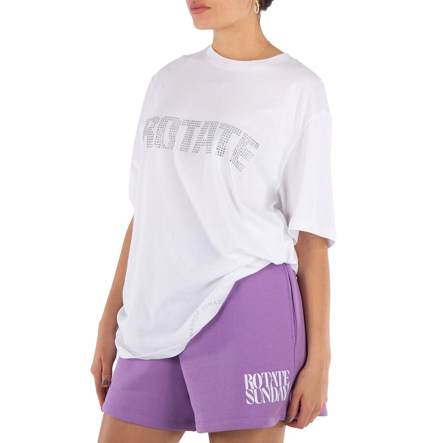 Rotate Rhinestone Logo Aster Cotton T-Shirt - 5