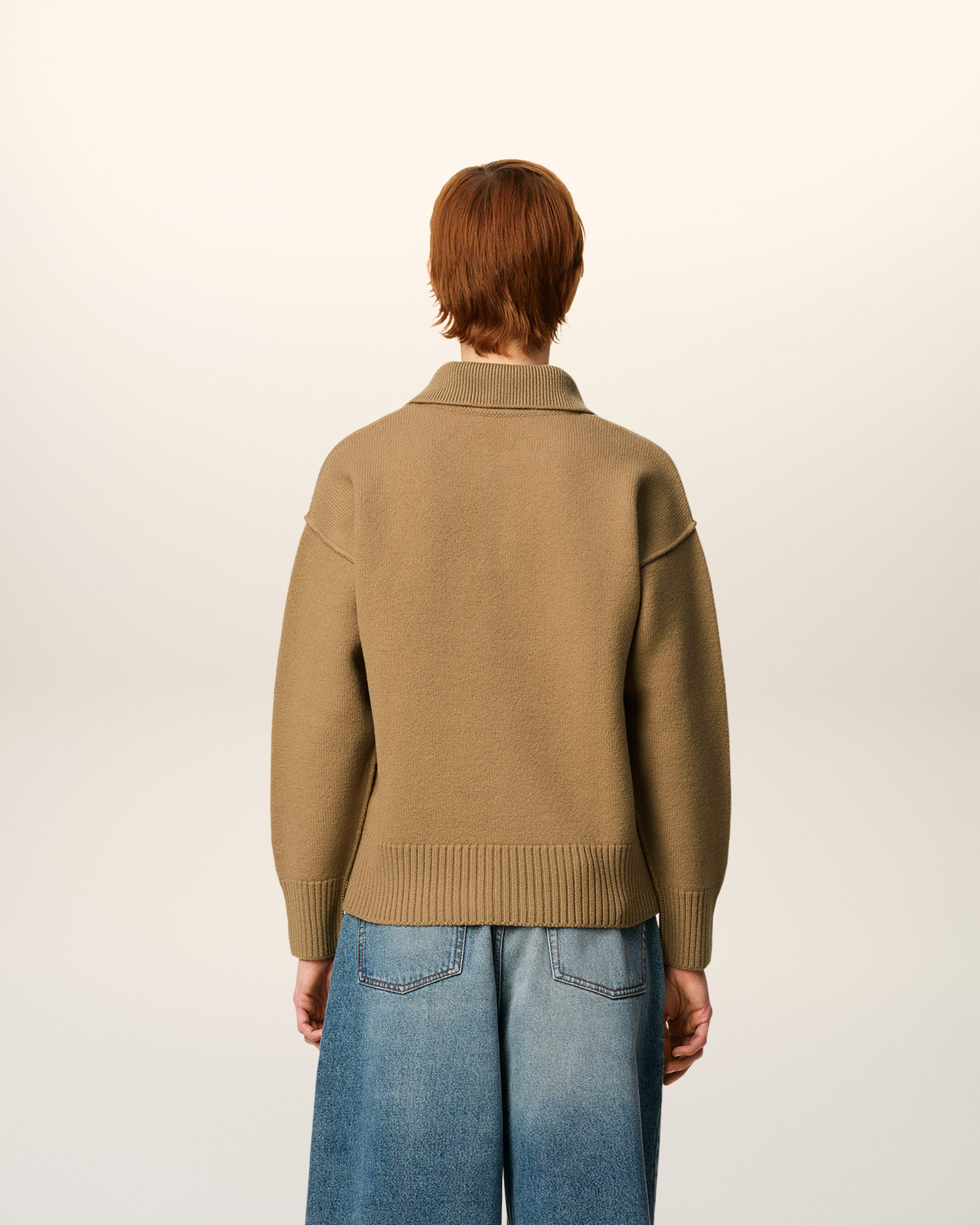 BROWN WOOL AMI DE COEUR POLO - 5