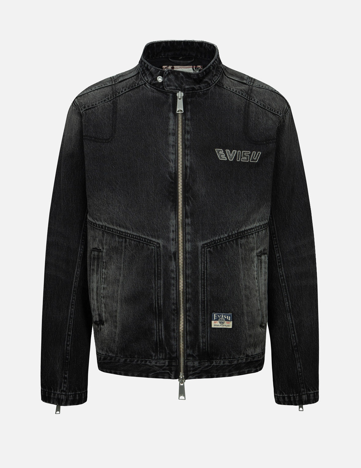 GODHEAD PRINT RELAX FIT BIKER DENIM JACKET - 2