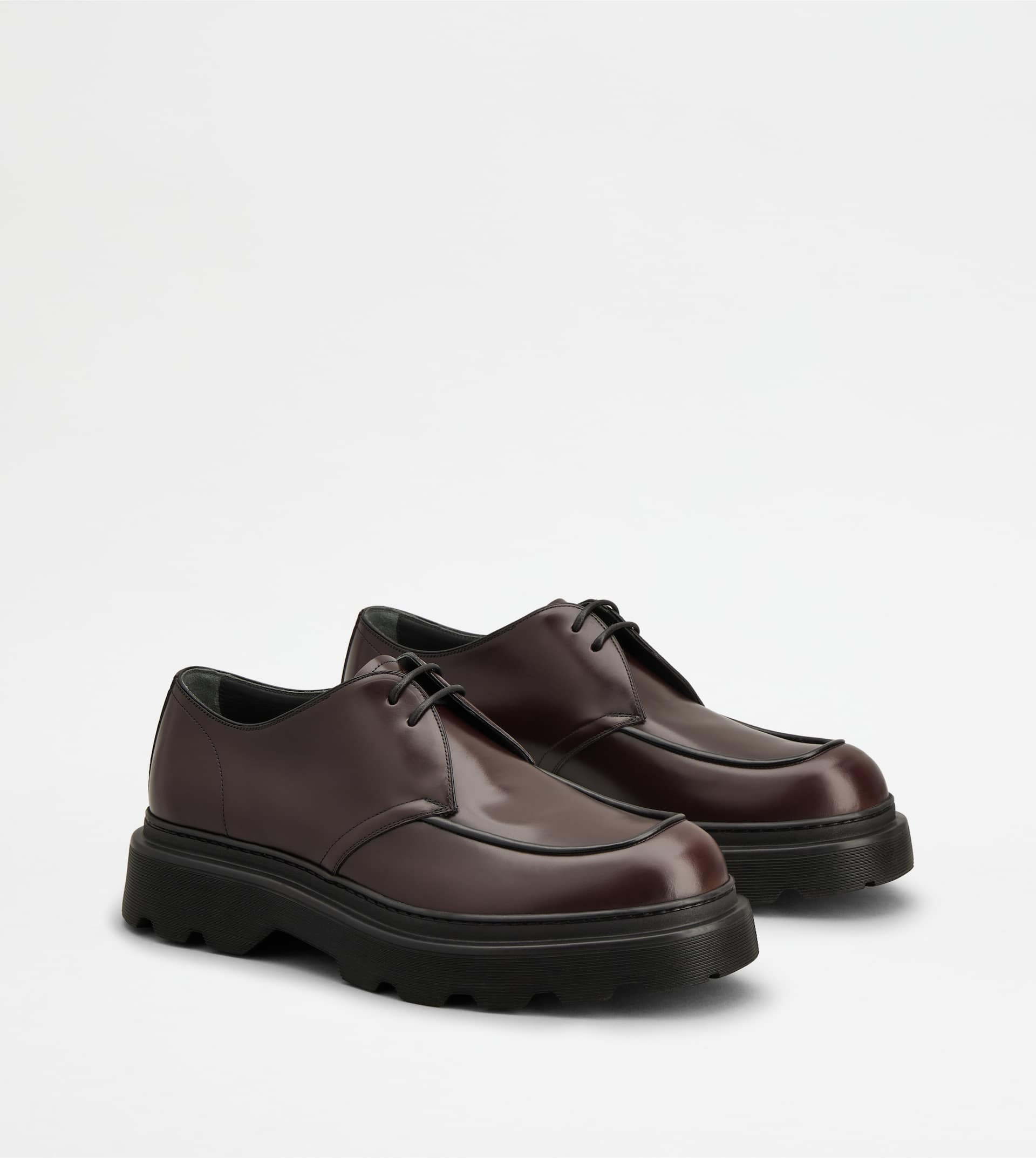 LACE-UPS IN LEATHER - BURGUNDY - 2