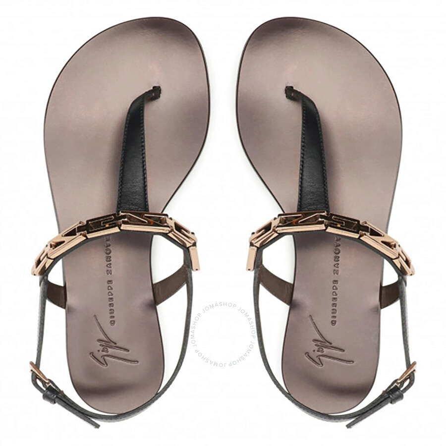 Giuseppe Zanotti Ladies Black Musicaa Monogram Thong Sandals - 4