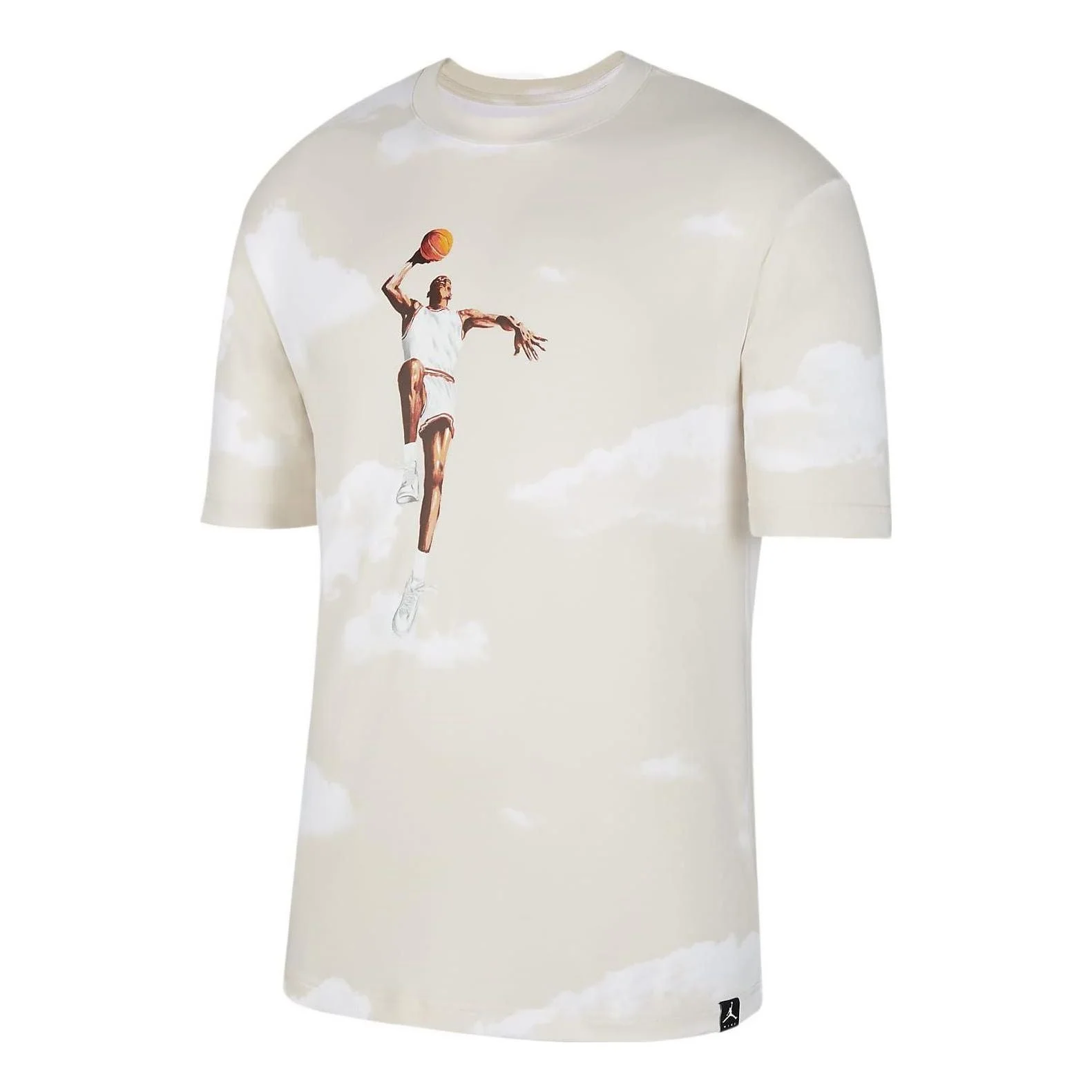 Men's Air Jordan Casual Printing Round Neck Pullover Short Sleeve Sail White T-Shirt DM1437-133 - 1