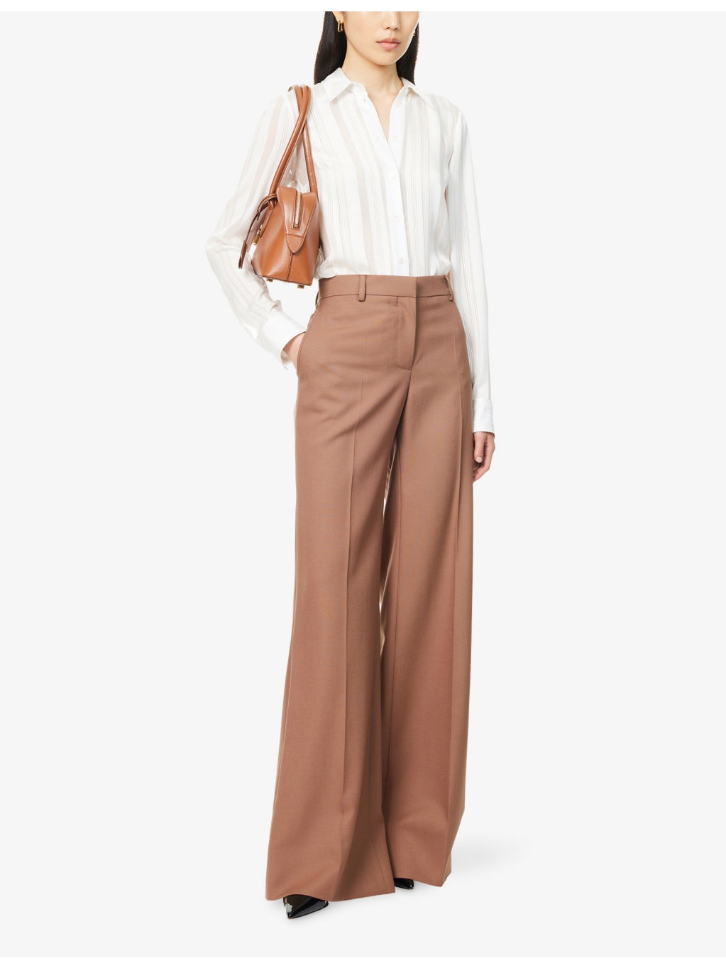 Flared Wide-Leg Wool Trousers - 2